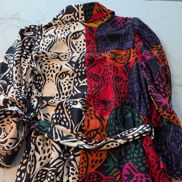 FARM RIO Mixed Midnight Leopards Midi Dress, size S - Picture 2 of 16